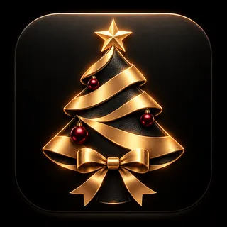 Logo van de Kinky Adventkalender: gouden kerstboom op zwart