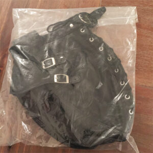 Premium Leather Hood with Blindfold and Breathable Ball Gag